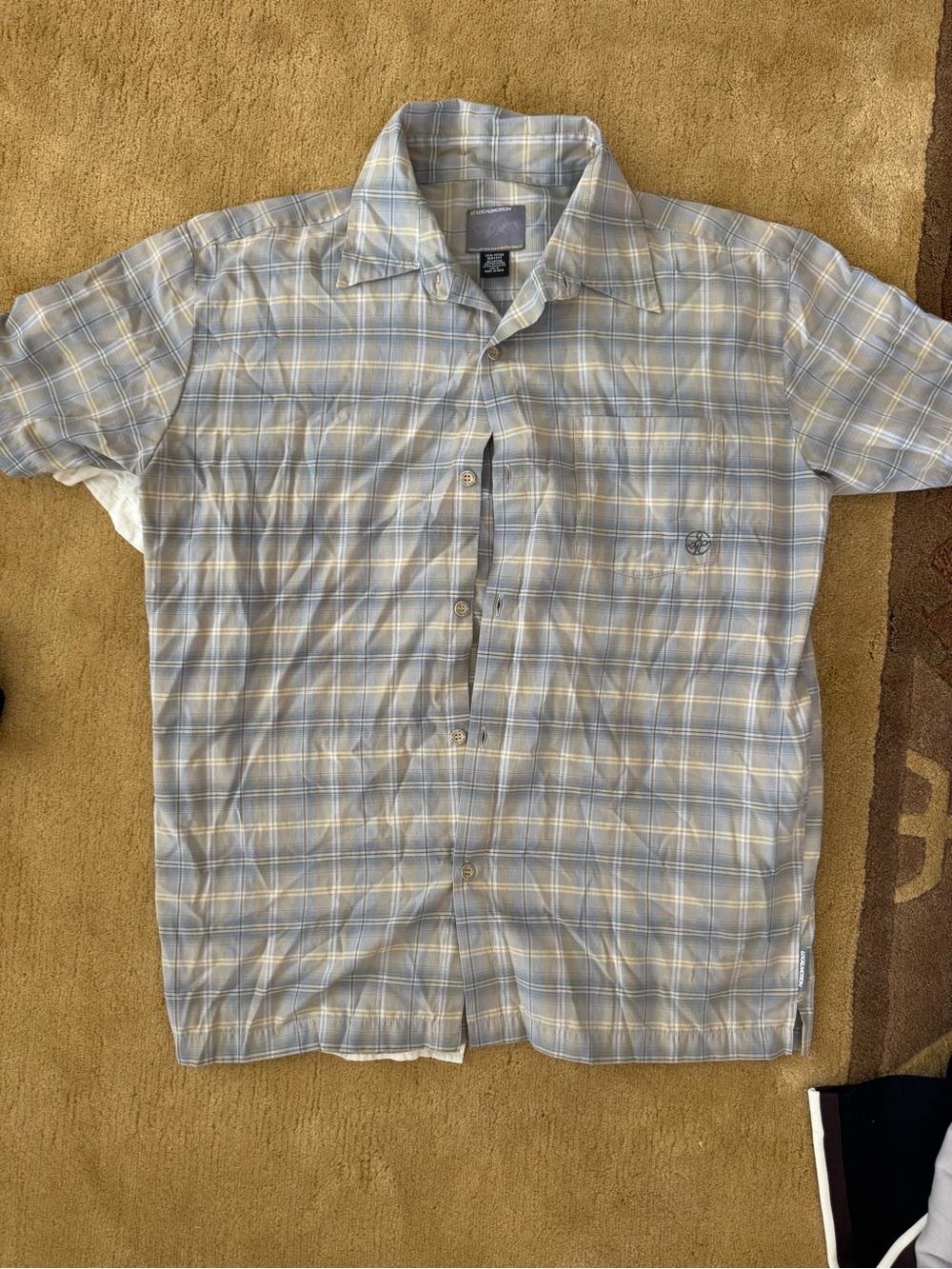 Short-Sleeve Plaid Button-Down Shirt - Light Blue & Gray